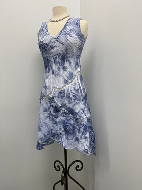Women's Komarov | Lace Peony Tiered Slimming Midi Dress | Light Blue