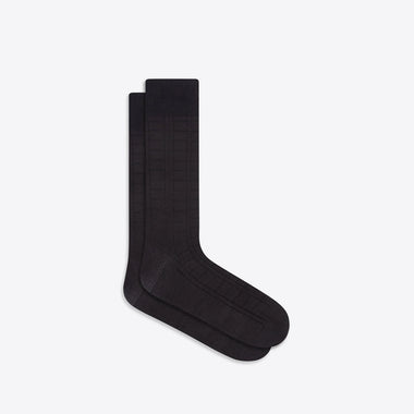 Men's Bugatchi | Raised Rib Stripe Mid-Calf Socks | Charcoal