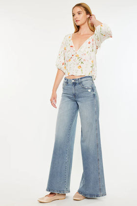 Women's KanCan | Renee Essentials Mid Rise Super Wide | Medium Wash
