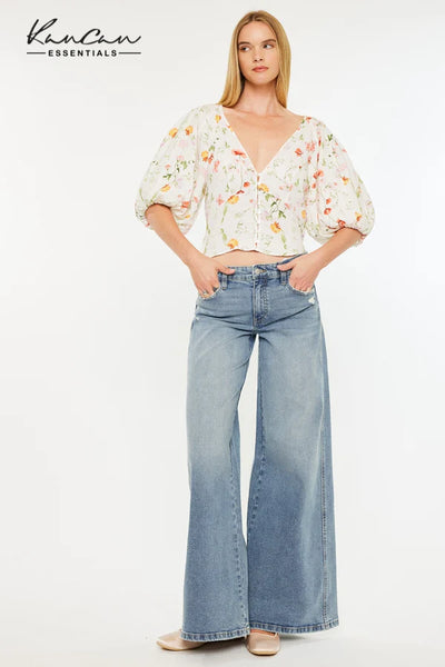 Women's KanCan | Renee Essentials Mid Rise Super Wide | Medium Wash