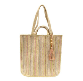 Women's Joy Susan | Stitched Stripe Jude Jute Fiber Tote | Neutral