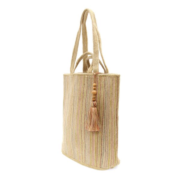 Women's Joy Susan | Stitched Stripe Jude Jute Fiber Tote | Neutral