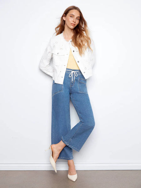 Women's Charlie B | Drawstring Wide Leg Denim Pants | Vintage Blue
