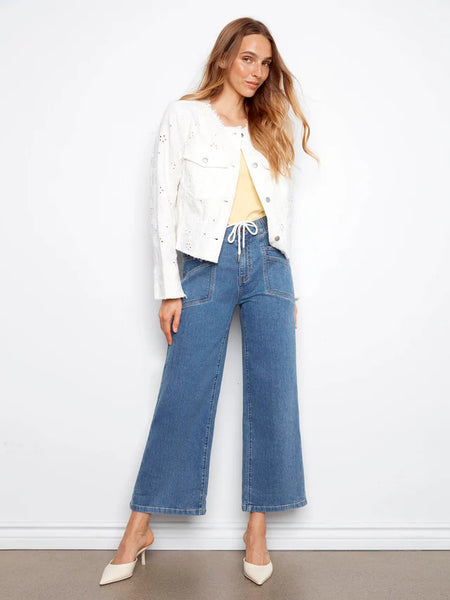 Women's Charlie B | Drawstring Wide Leg Denim Pants | Vintage Blue