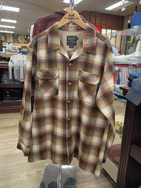 Men's Pendleton | Long Sleeve Plaid Wool Woven Shirt | Copper/Brown