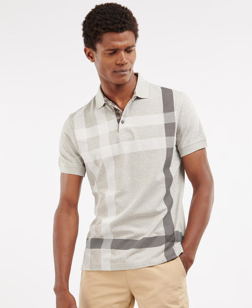Men's Barbour | Blaine Tartan Polo Shirt | Grey Marl - Front