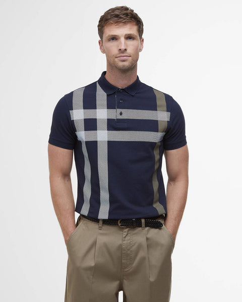 Men's Barbour | Blaine Tartan Short-Sleeved Polo Shirt | Navy