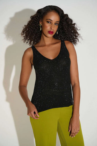 Women's Joseph Ribkoff | Murphy Metallic Knitted Camisole with Rhinestones | Black