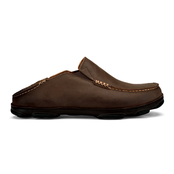 Men's Olukai | Moloa Leather Shoe | Dark Wood and Dark Java Heel
