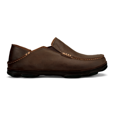 Men's Olukai | Moloa Leather Shoe | Dark Wood and Dark Java Side