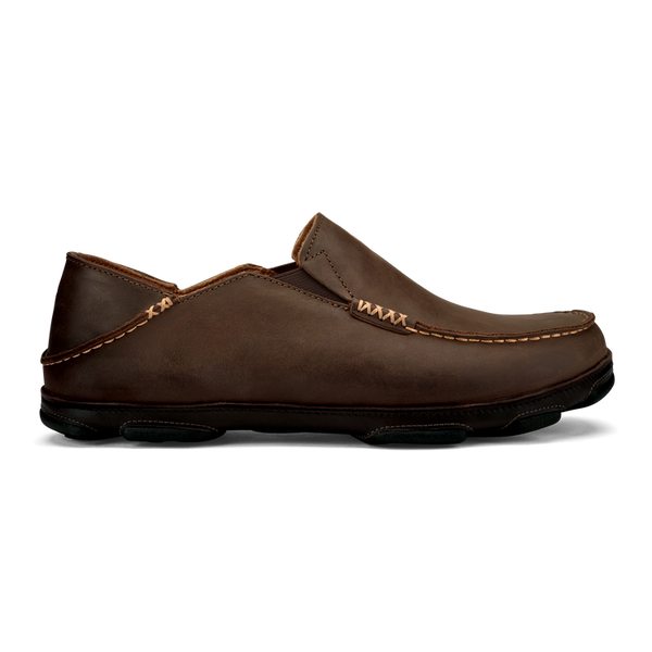 Men's Olukai | Moloa Leather Shoe | Dark Wood and Dark Java Side