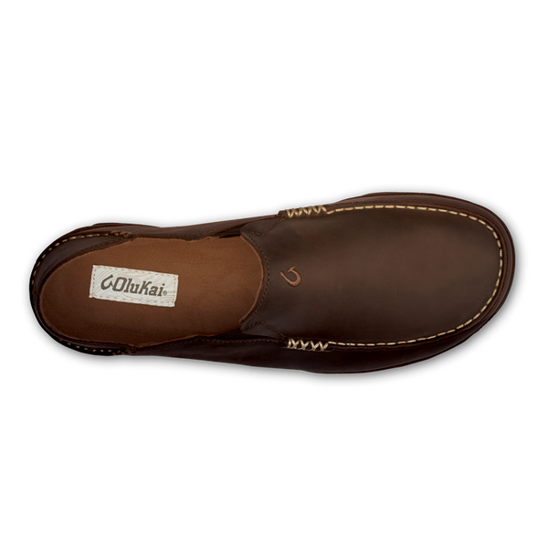 Men's Olukai | Moloa Leather Shoe | Dark Wood and Dark Java Top