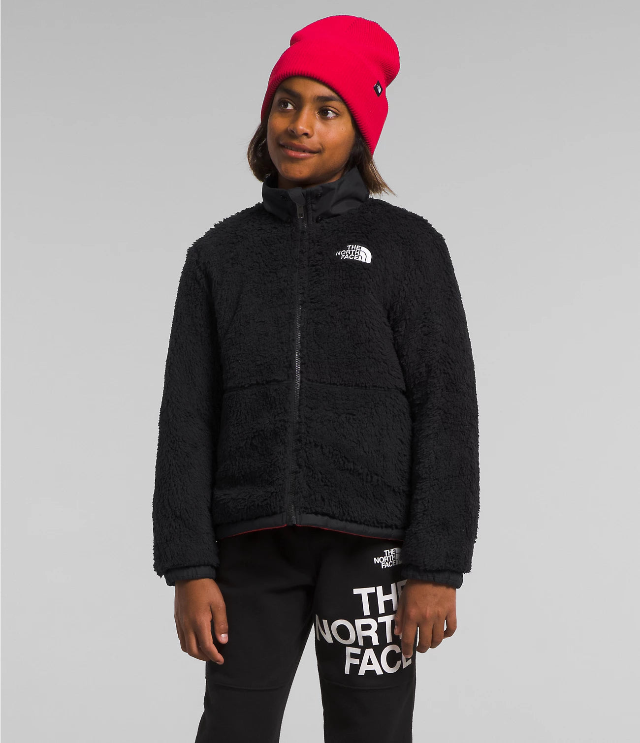 Boys The North Face Reversible Mount Chimbo Jacket Fiery Red