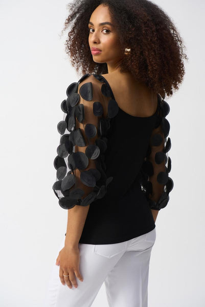 Women's Joseph Ribkoff | Polka Dot Sheer Pullover Top | Black
