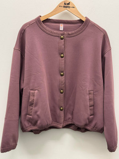 Mono B | Belle Bloom Sweatshirt Cardigan | Berry Purple