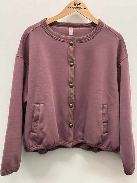 Mono B | Belle Bloom Sweatshirt Cardigan | Berry Purple