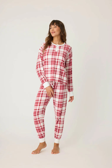 Women's P.J. Salvage | Full of Holiday Spirit Plaid PJ Set | Ivory