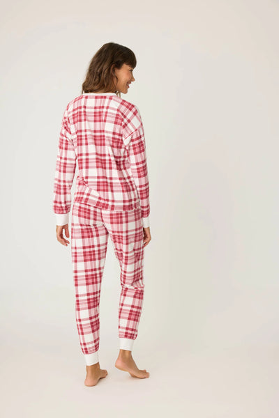 Women's P.J. Salvage | Full of Holiday Spirit Plaid PJ Set | Ivory