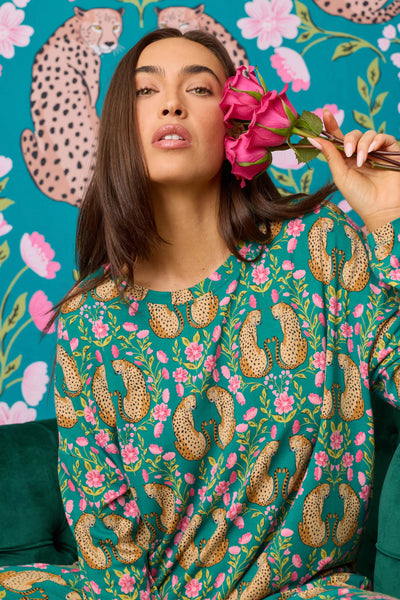 Women's PJ Salvage | Pajama Set | Cheetah Teal Blue