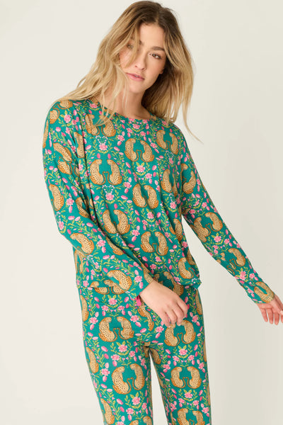 Women's PJ Salvage | Pajama Set | Cheetah Teal Blue