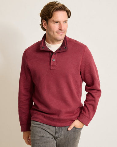 Men's Tommy Bahama | Flipfield Reversible Snap Mock Pullover | Aged Claret Heather