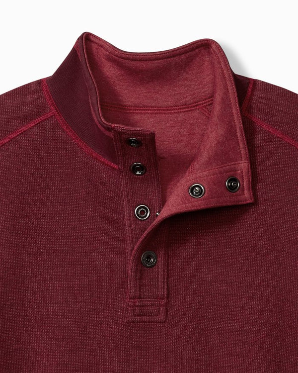Men's Tommy Bahama | Flipfield Reversible Snap Mock Pullover | Aged Claret Heath