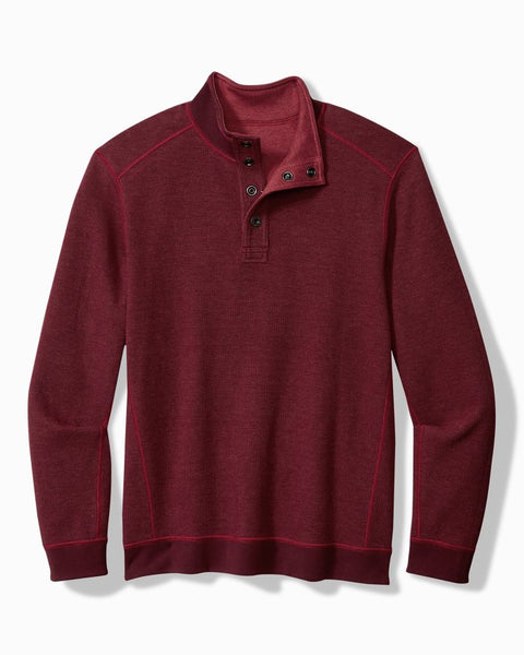 Men's Tommy Bahama | Flipfield Reversible Snap Mock Pullover | Aged Claret Heather