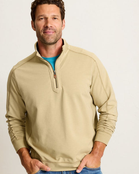Men's Tommy Bahama | Ben & Terry Half-Zip Sweatshirt | Stone Khaki