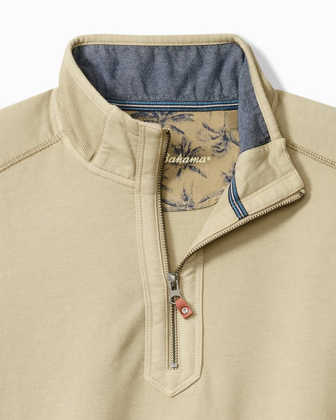 Men's Tommy Bahama | Ben & Terry Half-Zip Sweatshirt | Stone Khaki