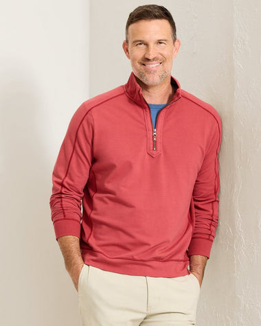 Men's Tommy Bahama | Ben & Terry Half-Zip Sweatshirt | Deep Havana