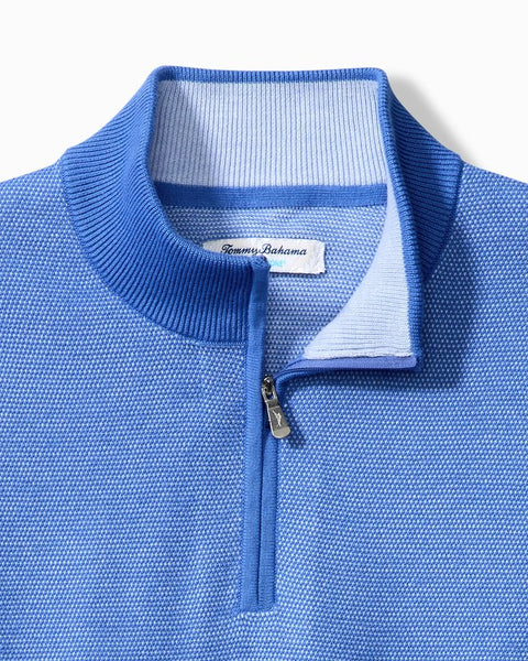 Men's Tommy Bahama | Islandzone Coolside Half Zip | Mountain Bluebell Detail