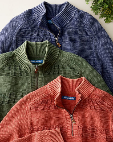 Men's Tommy Bahama |  Saltwater Tides Textured Half-Zip Sweater | Winchester