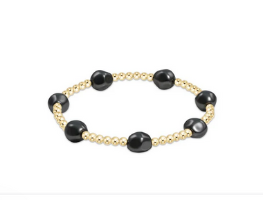 Women's e-newton | Admire Gold 3mm Bead Bracelet | Dark Grey Pearl