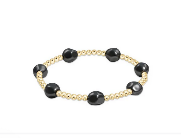 Women's e-newton | Admire Gold 3mm Bead Bracelet | Dark Grey Pearl