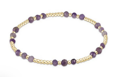 Women's e-newton | Gemstone Gold Joy Pattern 3mm Bead Bracelet | Amethyst