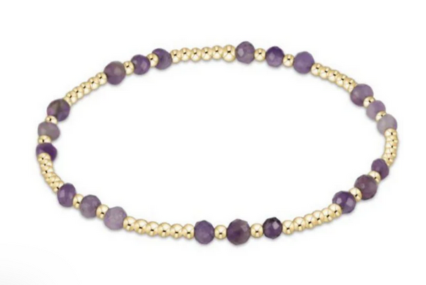 Women's e-newton | Gemstone Gold Joy Pattern 3mm Bead Bracelet | Amethyst