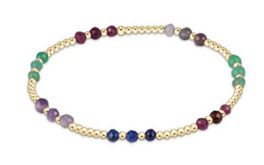 Women's e-newton | Gemstone Gold Joy Pattern 3mm Bead Bracelet | Hot Mess