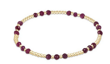 Women's e-newton | Gemstone Gold Joy Pattern 3mm Bead Bracelet | Ruby