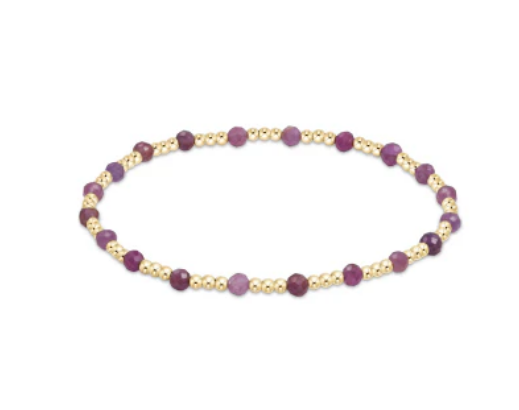 Women's e-newton | Gemstone Gold Sincerity Pattern 3mm Bead Bracelet | Ruby
