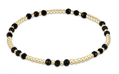 Women's e-newton | Gemstone Gold Joy Pattern 3mm Bead Bracelet | Onyx