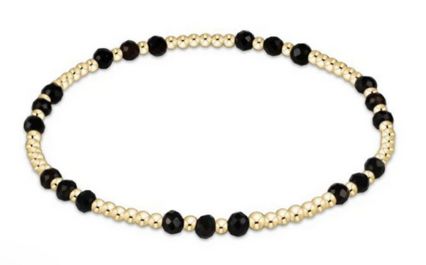 Women's e-newton | Gemstone Gold Joy Pattern 3mm Bead Bracelet | Onyx
