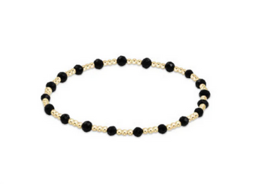 Women's e-newton | Gold Sincerity Pattern 3mm Bead Bracelet | Onyx