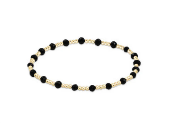 Women's e-newton | Gold Sincerity Pattern 3mm Bead Bracelet | Onyx