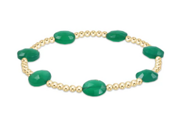 Women's e-newton | Admire Gemstone Gold 3mm Bead Bracelet | Green Onyx