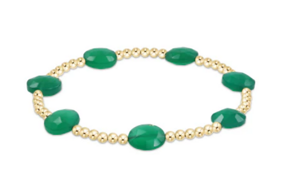 Women's e-newton | Admire Gemstone Gold 3mm Bead Bracelet | Green Onyx