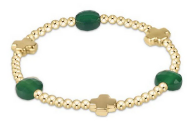 Women's e-newton | Admire Gemstone Gold 3mm Bead Bracelet | Green Onyx