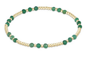 Women's e-newton | Gemstone Gold Joy Pattern 3mm Bead Bracelet | Green Onyx