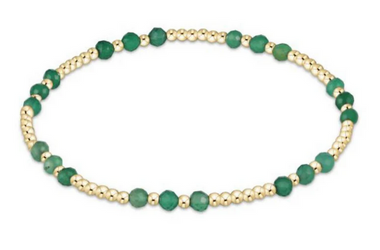 Women's e-newton | Gemstone Gold Joy Pattern 3mm Bead Bracelet | Green Onyx