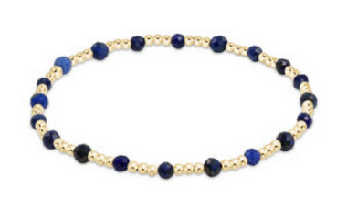 Women's e-newton | Gemstone Gold Sincerity Pattern 3mm Bead Bracelet | Lapis