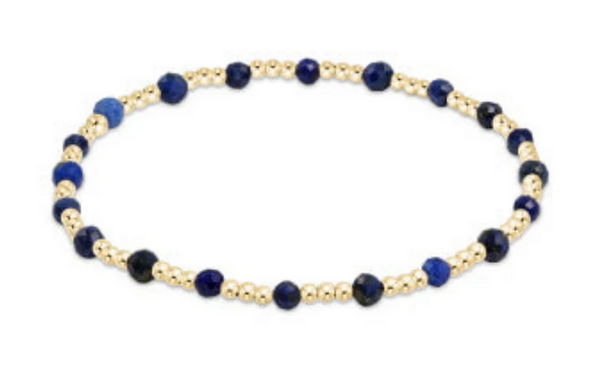 Women's e-newton | Gemstone Gold Sincerity Pattern 3mm Bead Bracelet | Lapis